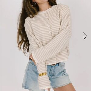 Grey Bandit Phoebe Cardigan in Cream Stripe